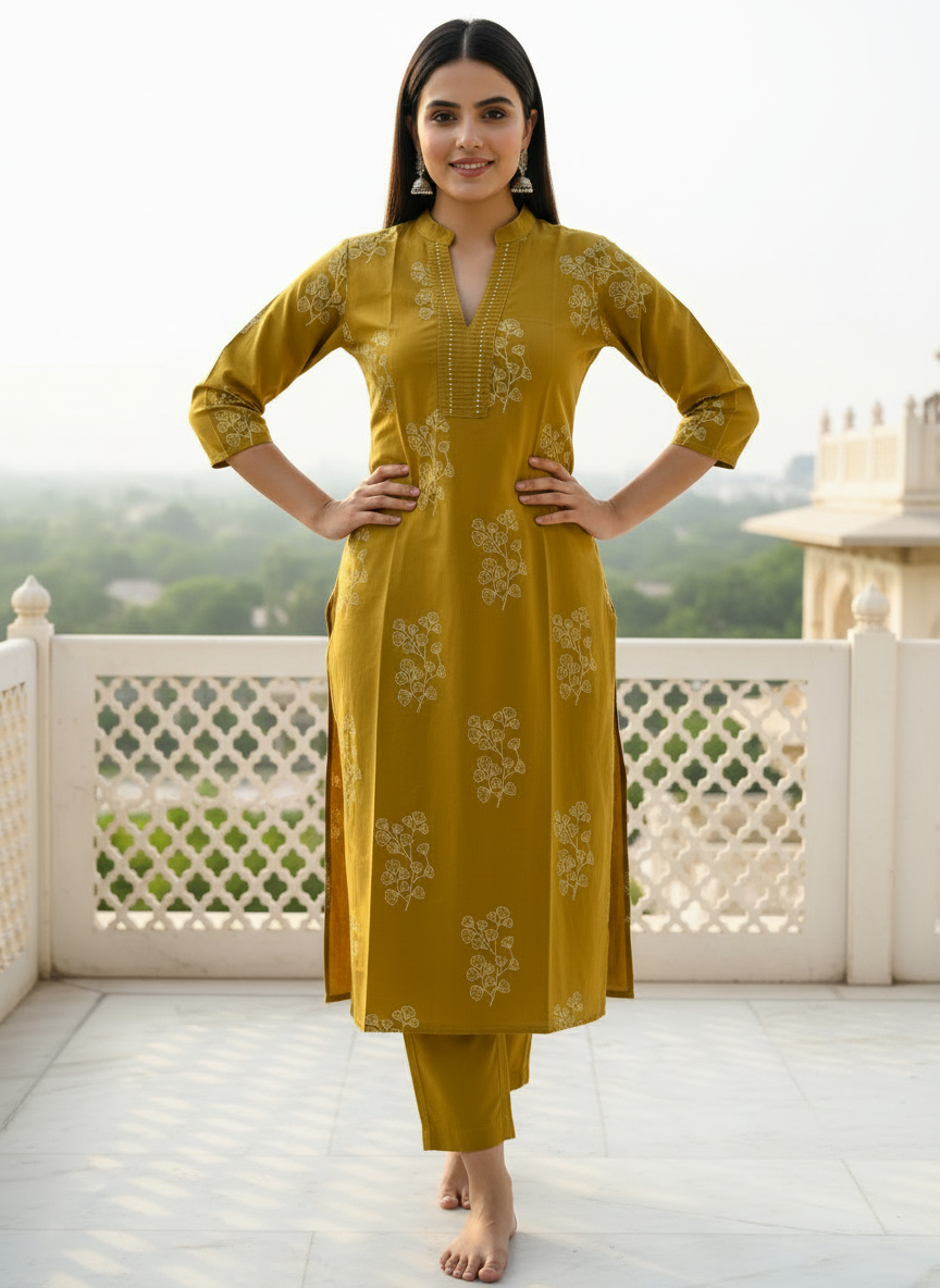 Mehendi Cotton Coord Set